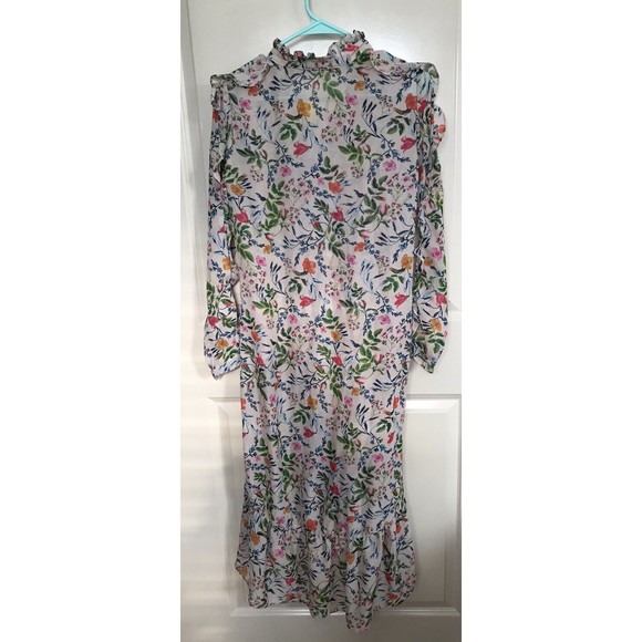 Julia Jordan Women's Dress Georgette Beige  Floral Size  2 Frill High Low - Picture 1 of 12